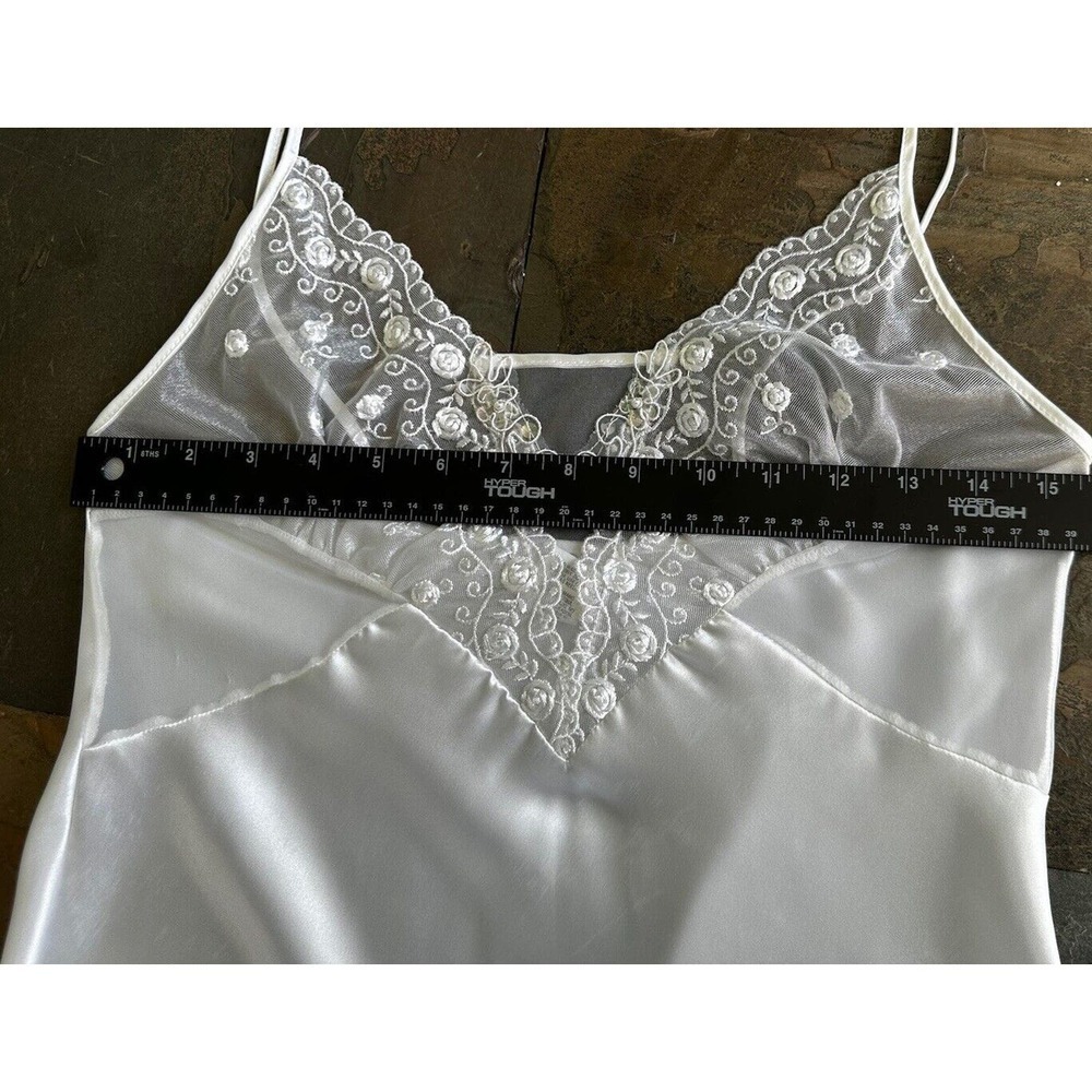 Val Mode Lingerie White Beaded Slip Dress Size Small Vintage 90’s Gown Dainty - Picture 10 of 13